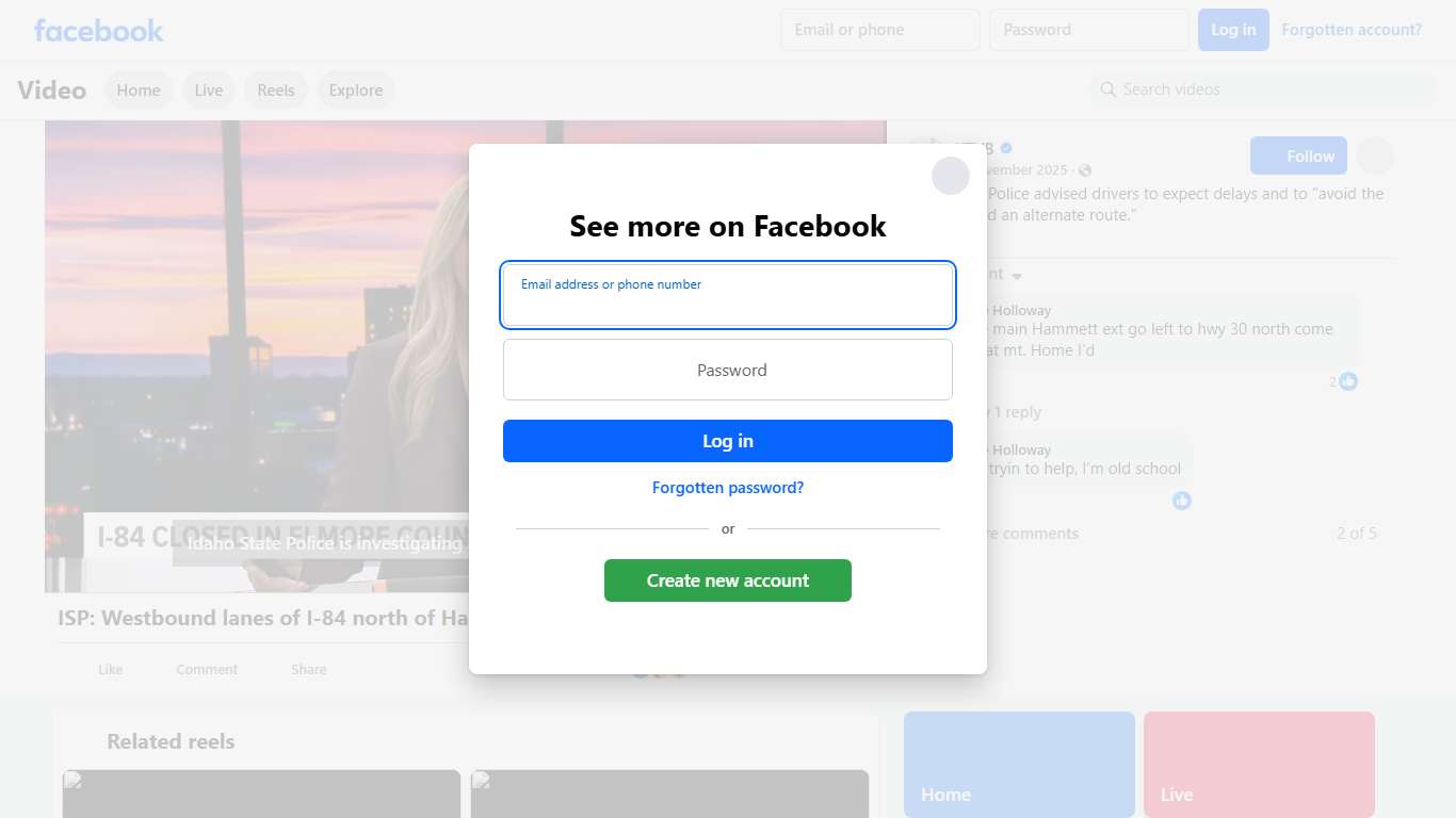 Idaho State Police advised drivers to expect delays and to "avoid the area and find an alternate route." KTVB Facebook